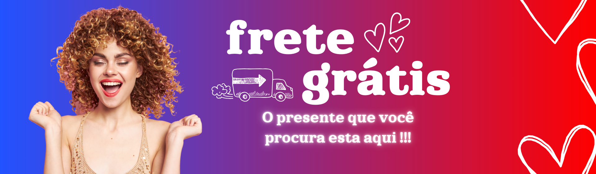 Banner Frete Grátis Loja Virtual Multiuso Moderno Gradiente Rosa Azul